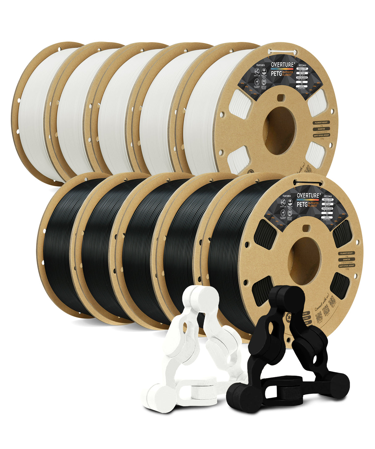 Overture PETG 3D Printer Filament 1.75mm - 10 Pack