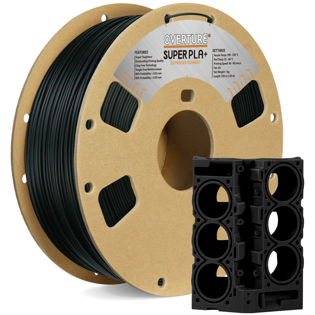 Overture Super PLA+ 3D Printer Filament 1.75mm - Overture 3D
