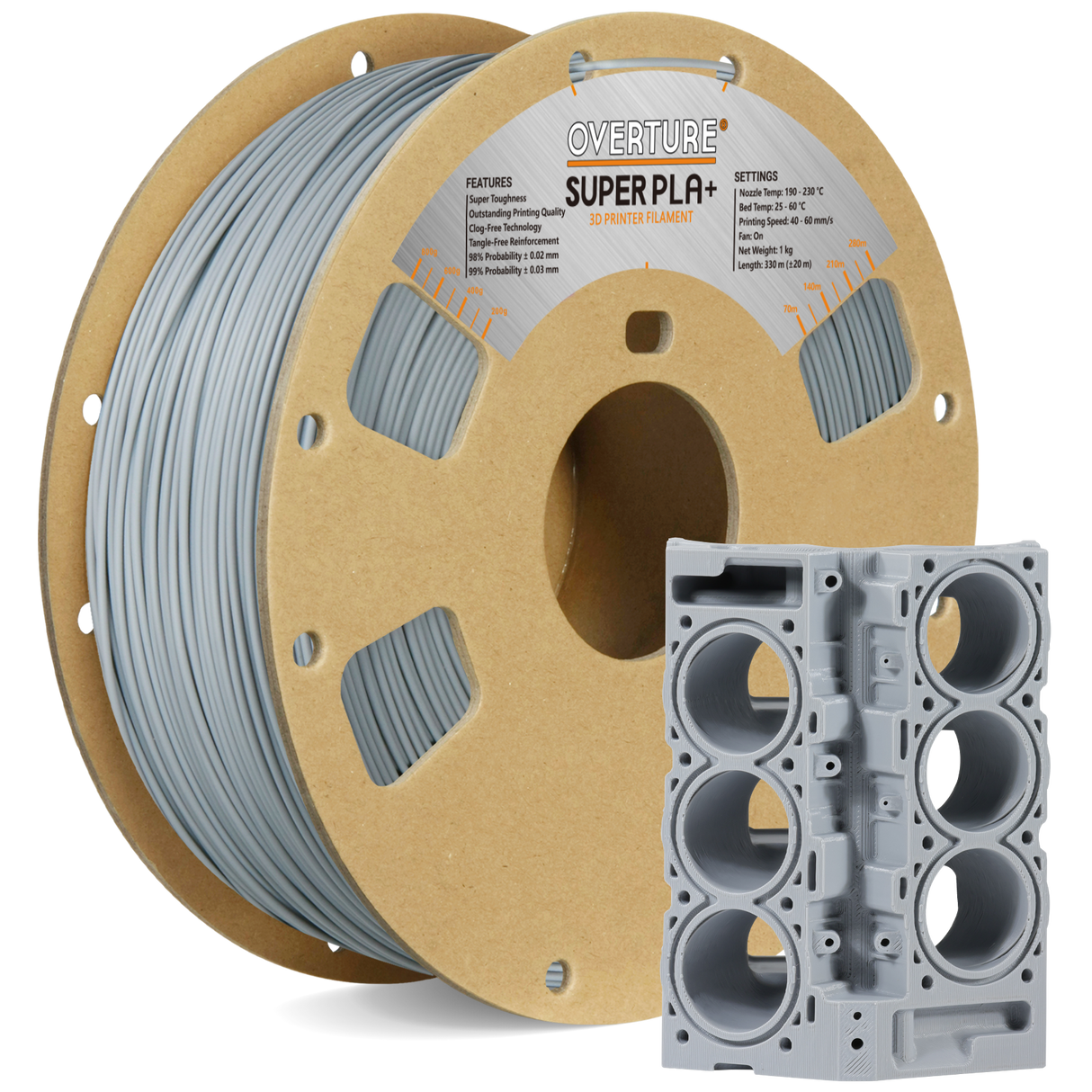 Overture Super PLA+ 3D Printer Filament 1.75mm - Overture 3D