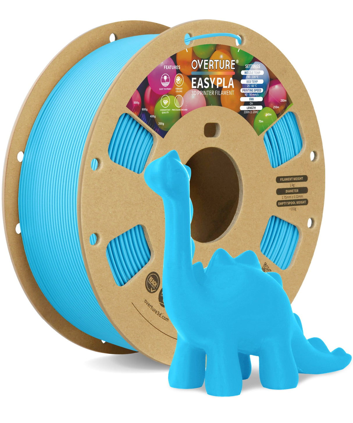 Overture Easy PLA 3D Printer Filament 1.75mm - Overture 3D