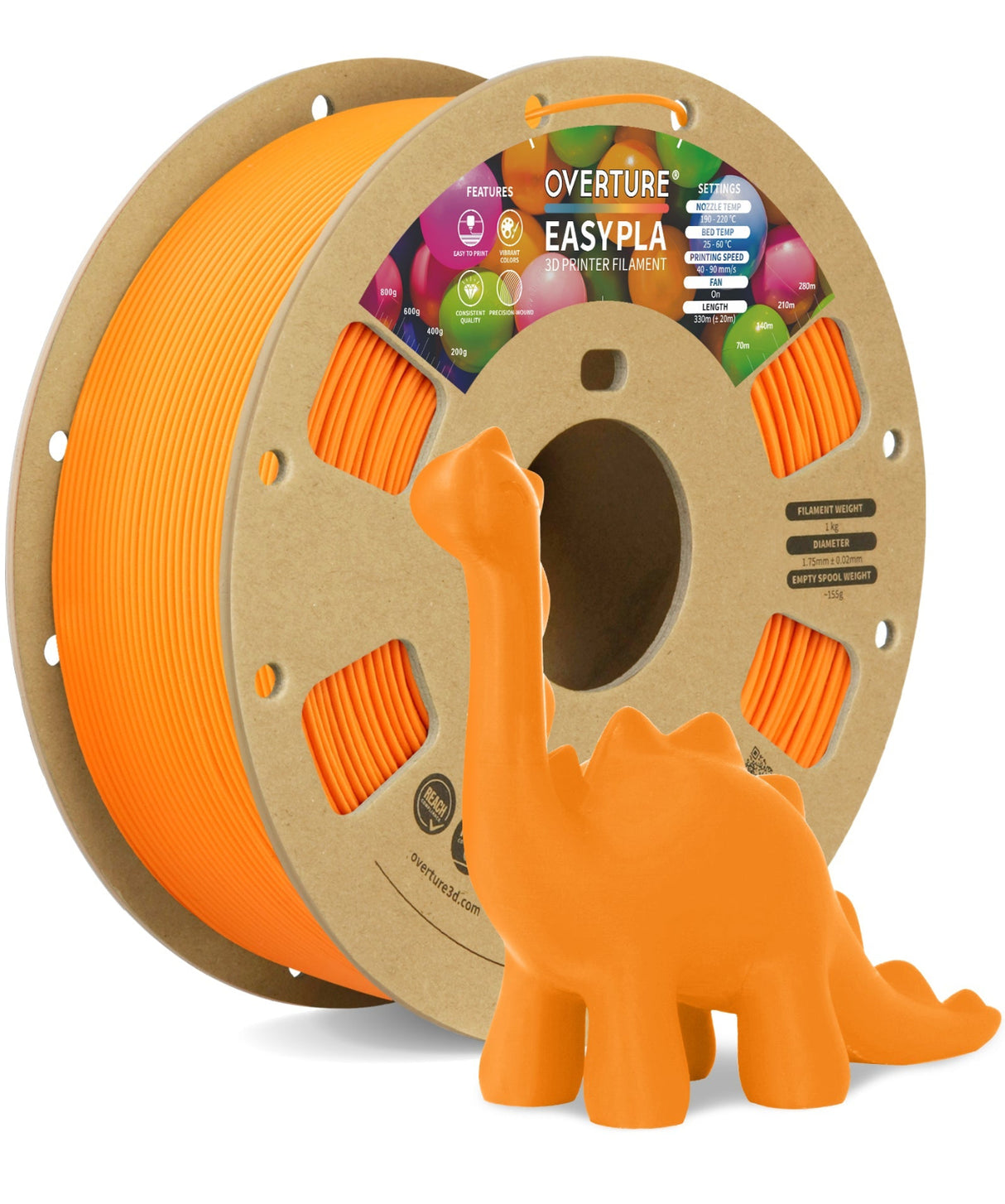 Overture Easy PLA 3D Printer Filament 1.75mm - Overture 3D