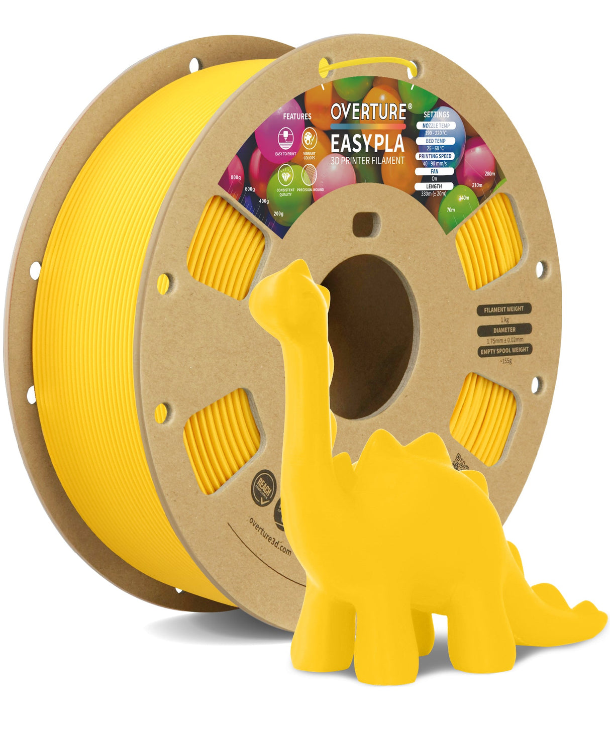 Overture Easy PLA 3D Printer Filament 1.75mm - Overture 3D