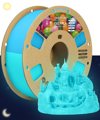 Overture Glow PLA 3D Printer Filament 1.75mm - Vacuum Sealed Packaging with Desiccant
