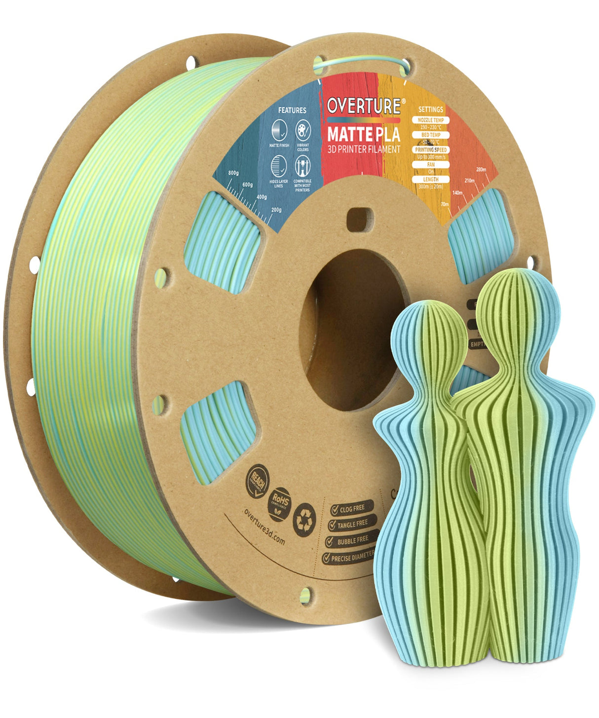Overture Matte PLA 3D Printer Filament 1.75mm - Overture 3D