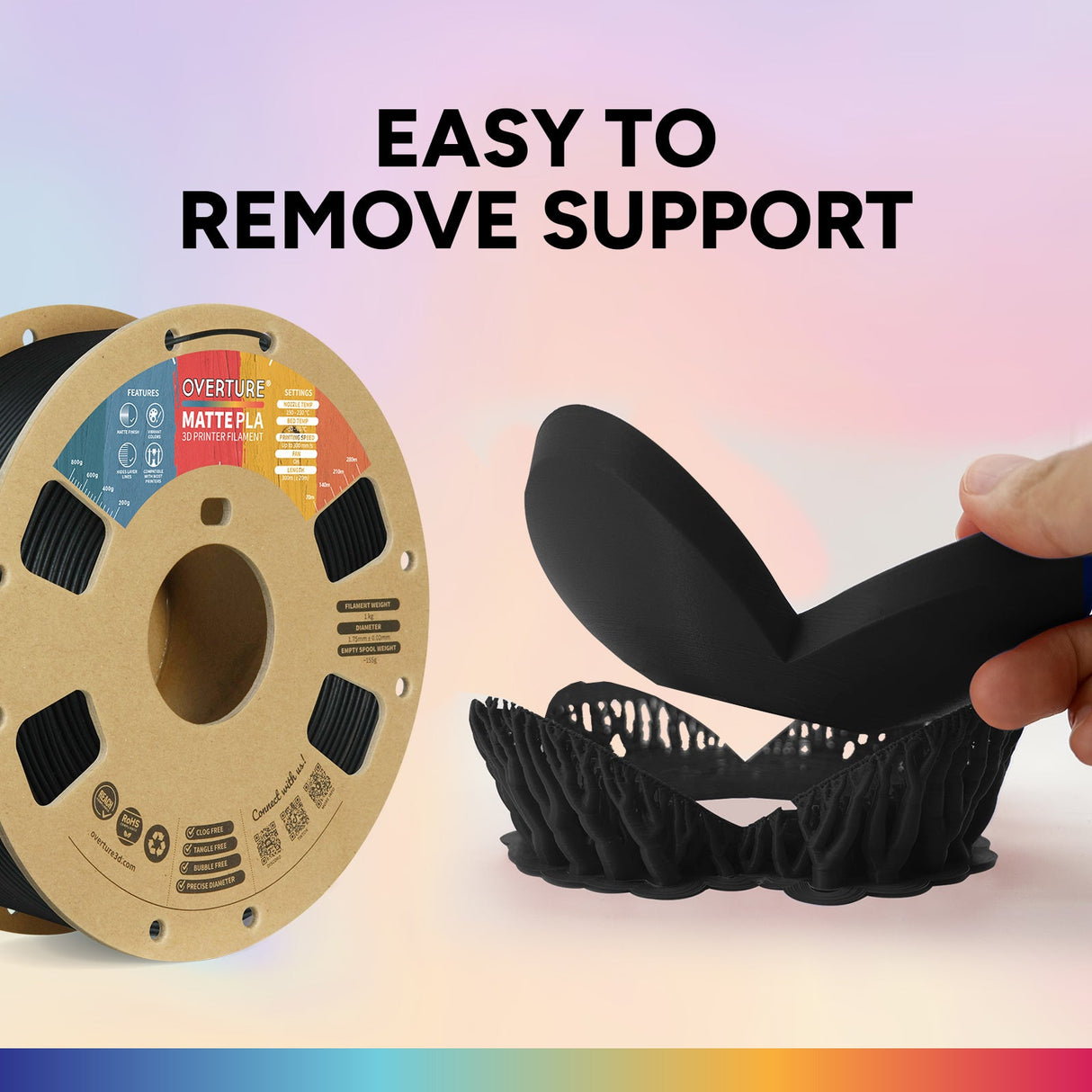 Overture Matte PLA 3D Printer Filament 1.75mm - Overture 3D