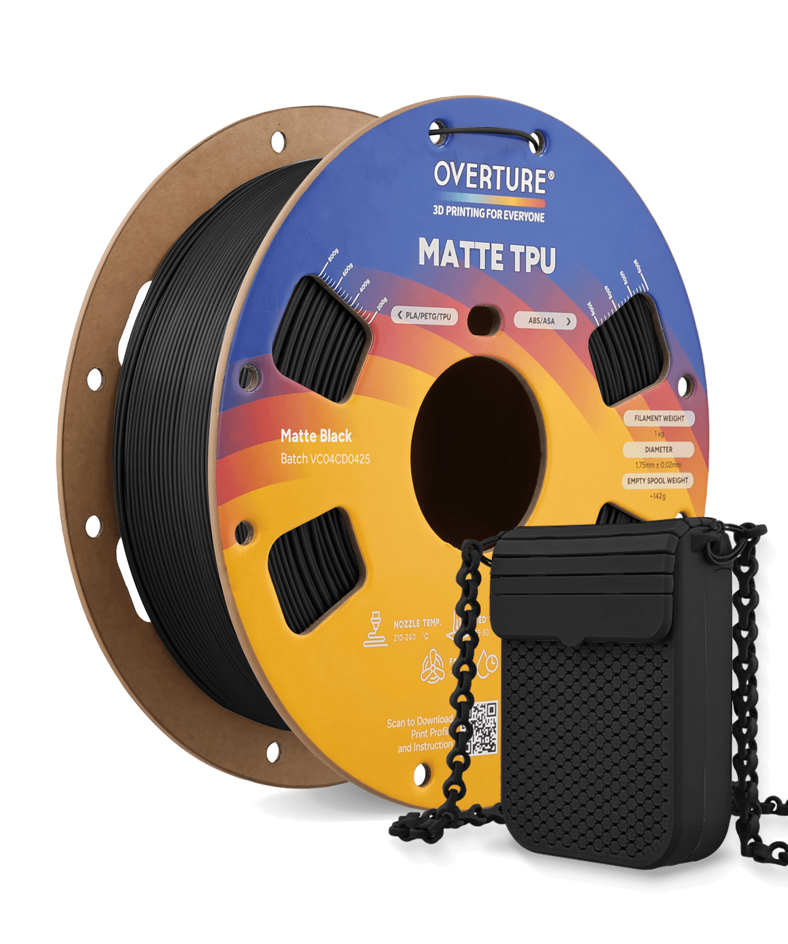 Overture Matte TPU 3D Printer Filament 1.75mm - $26.99
