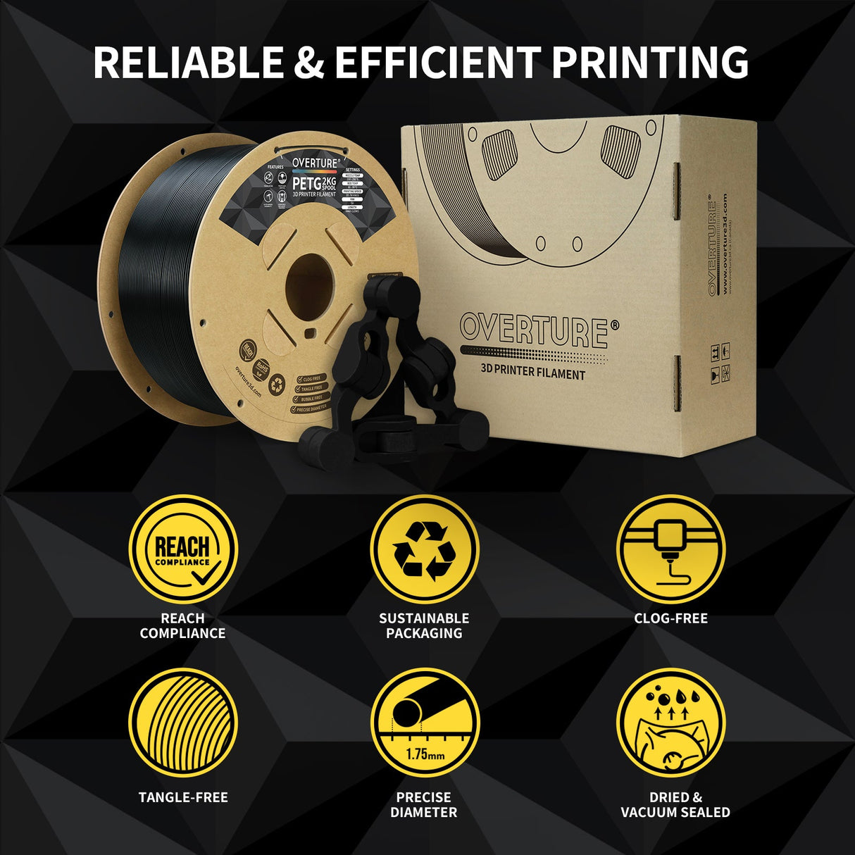 Overture PETG 3D Printer Filament 1.75mm - 2 KG - Overture 3D