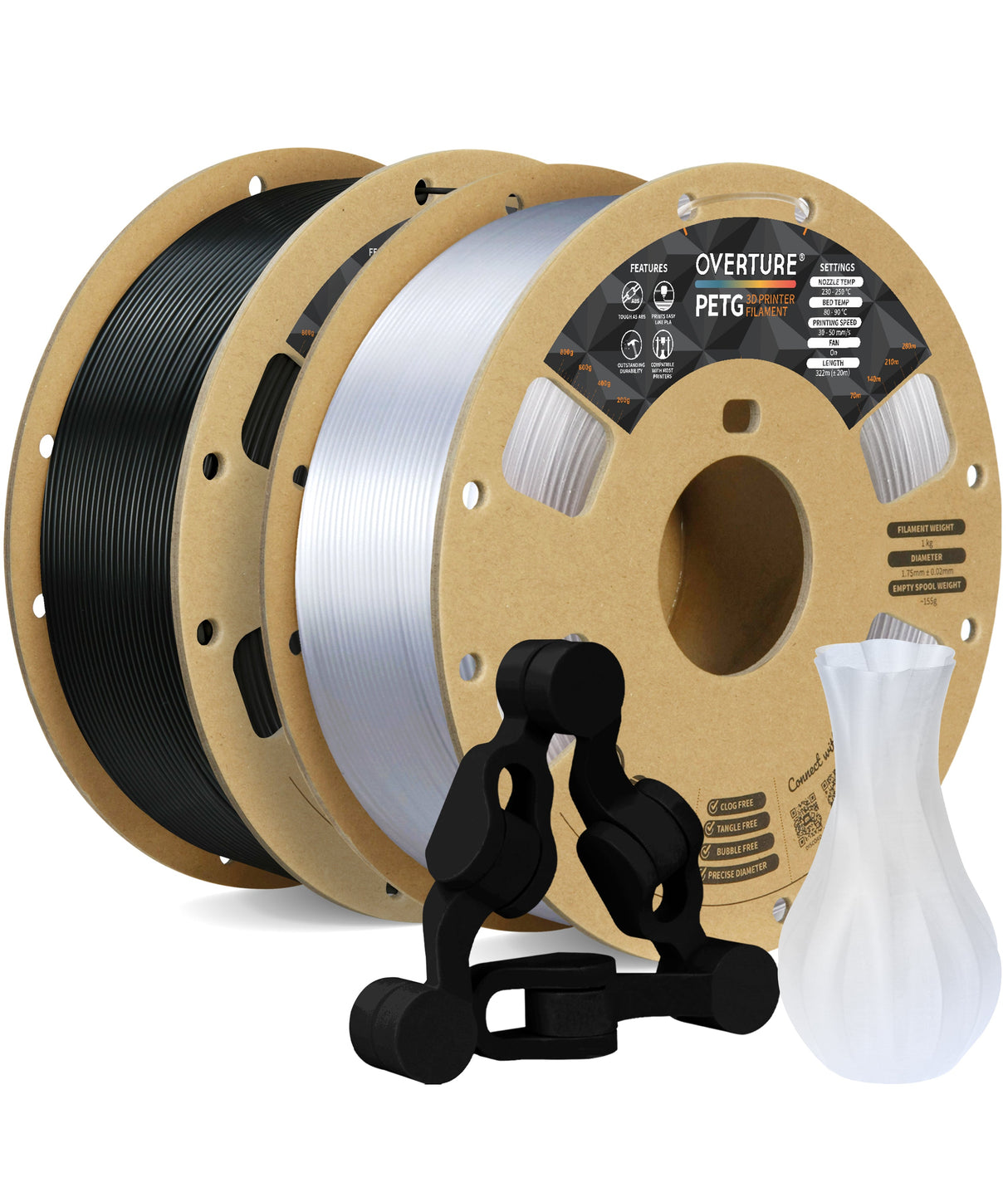 Overture PETG 3D Printer Filament 1.75mm - 2 Pack - Overture 3D