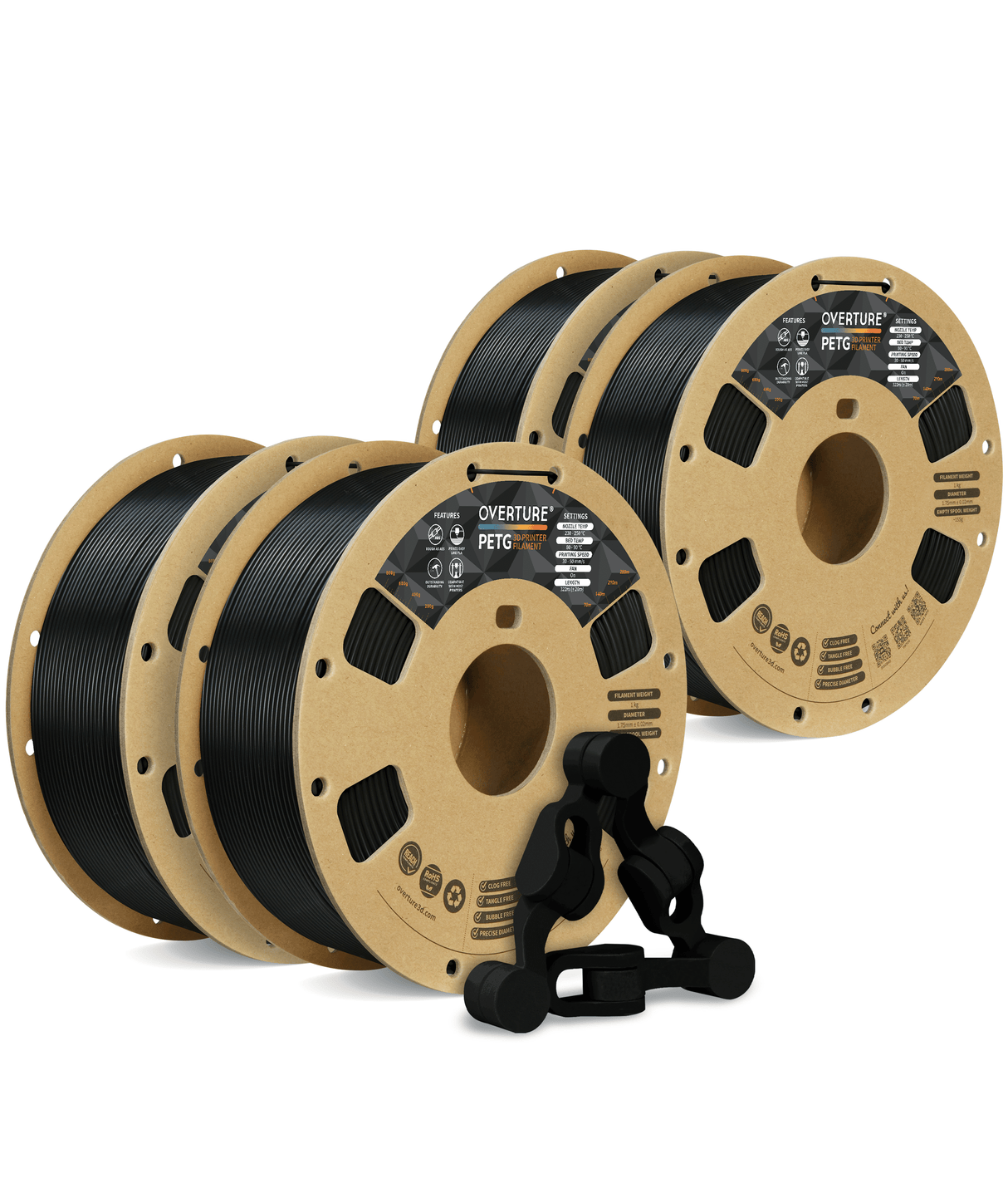 Overture PETG 3D Printer Filament 1.75mm - 4 Pack - Overture 3D