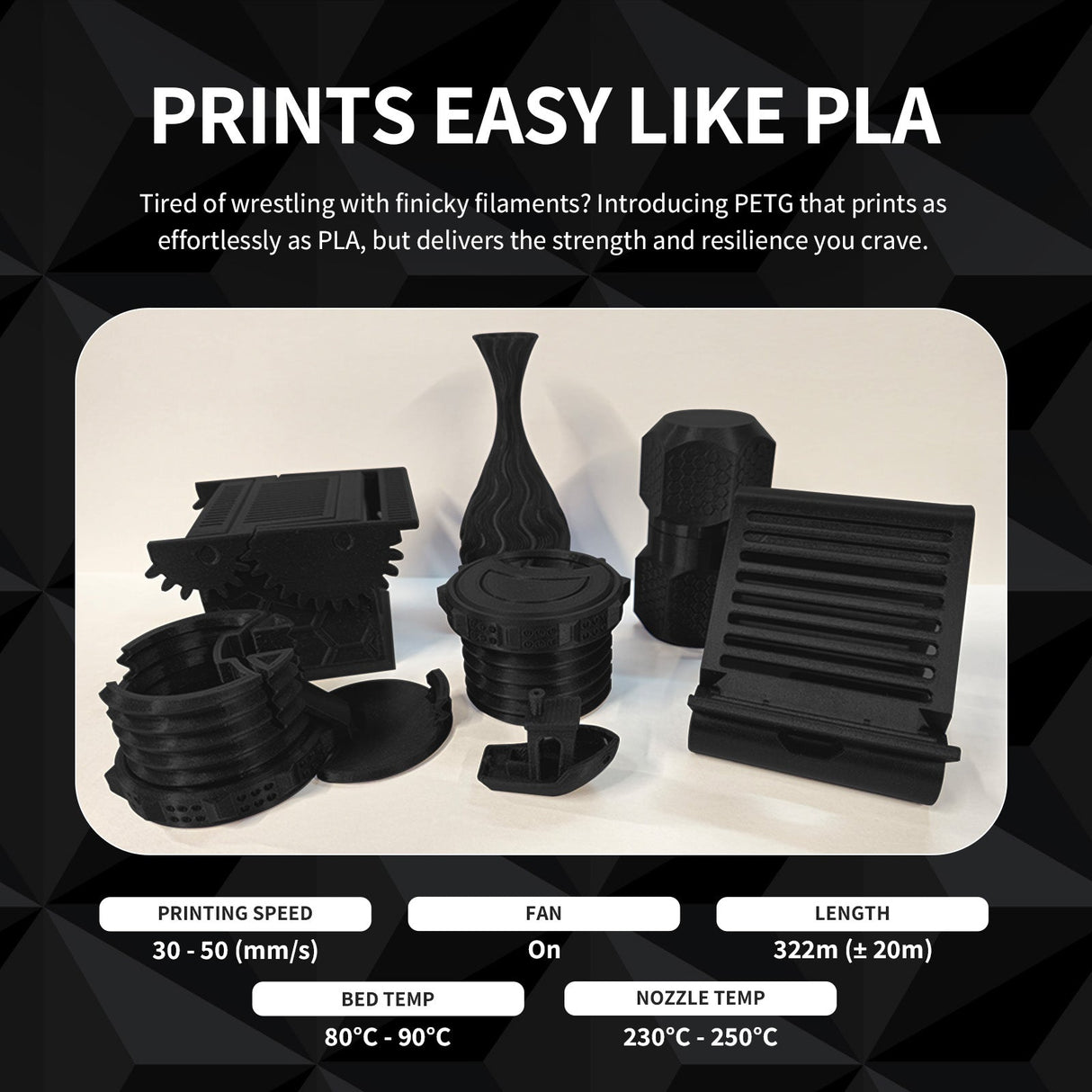 Overture PETG 3D Printer Filament 1.75mm - 4 Pack - Overture 3D