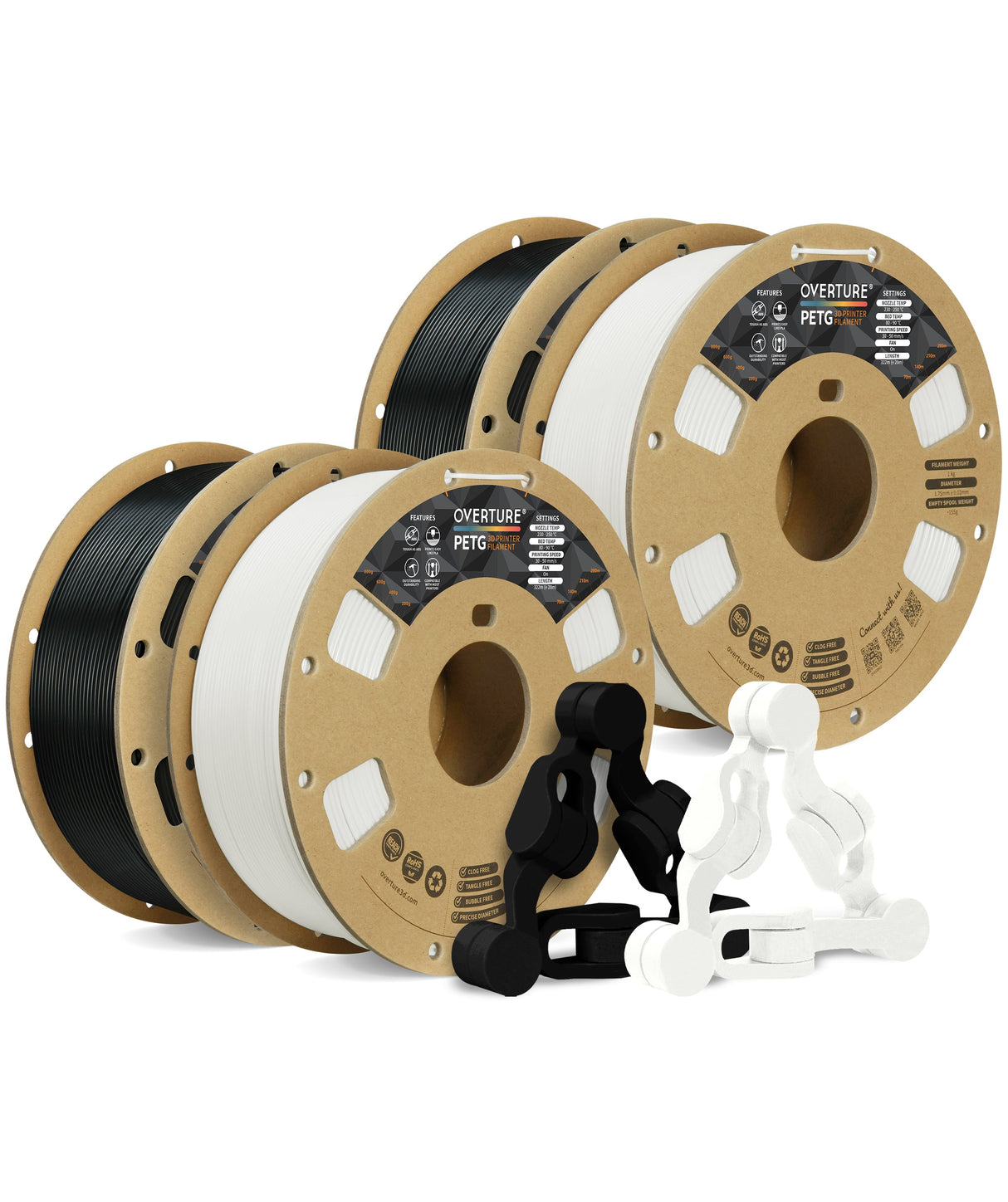 Overture PETG 3D Printer Filament 1.75mm - 4 Pack - Overture 3D