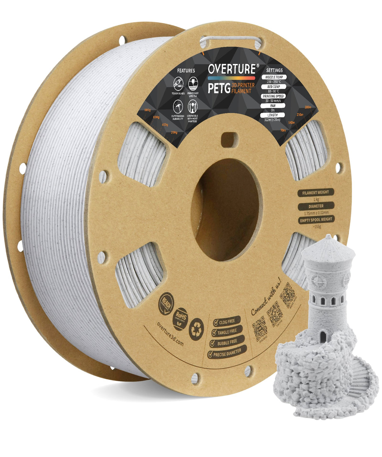 Overture PETG 3D Printer Filament 1.75mm - Overture 3D