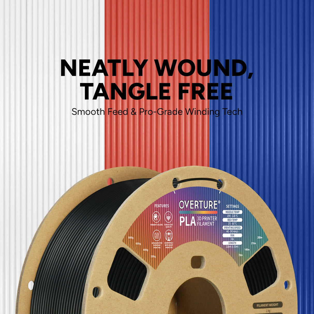 Overture PLA 3D Printer Filament 1.75mm - Overture 3D