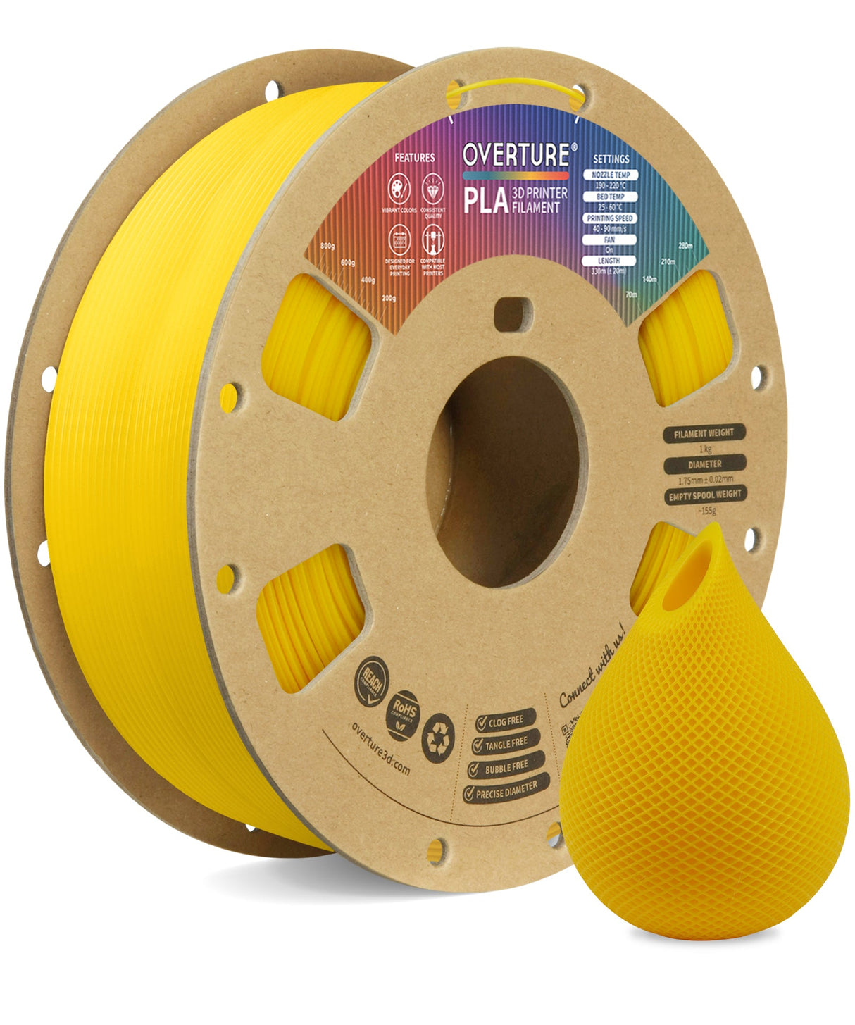 Overture PLA 3D Printer Filament 1.75mm - Overture 3D