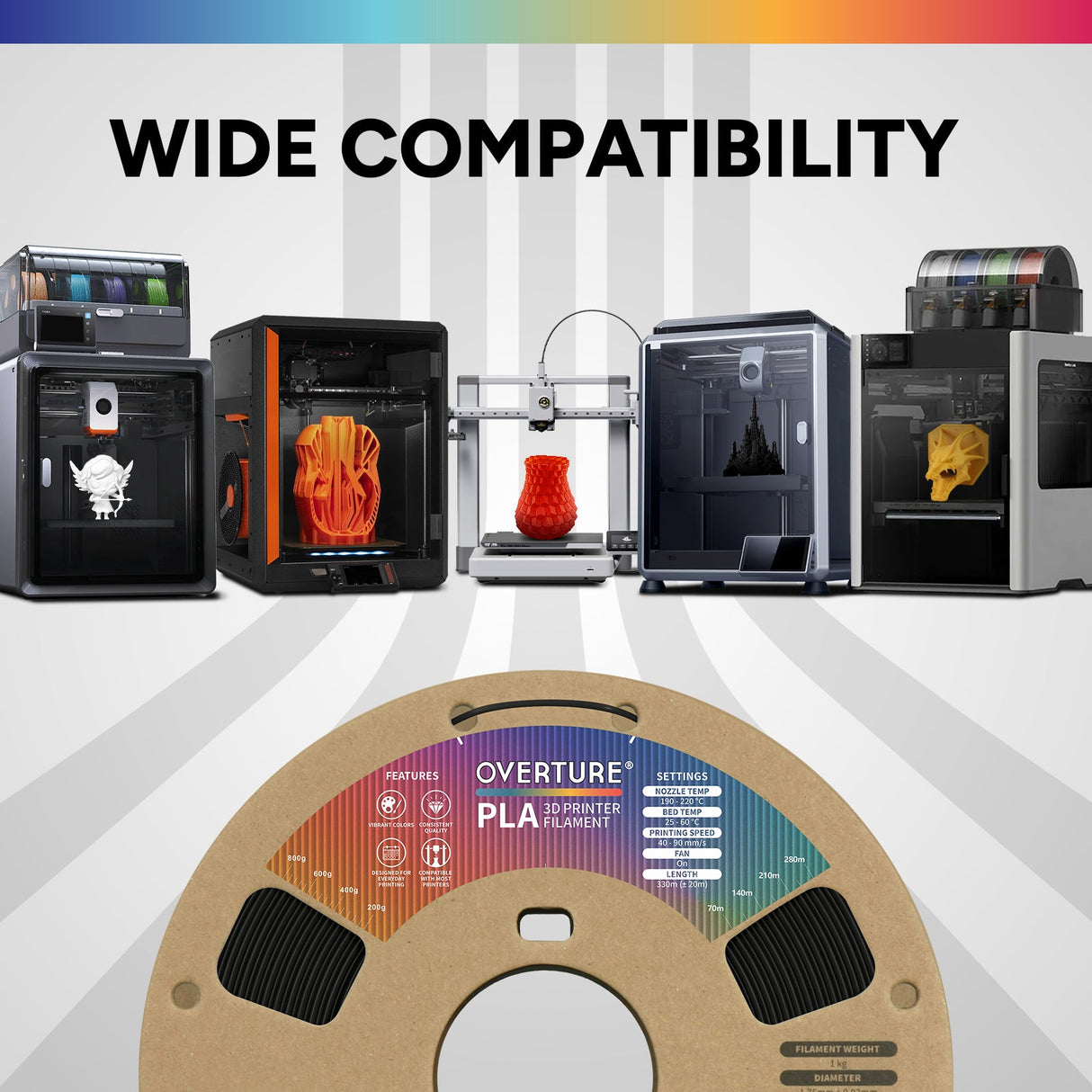 Overture PLA 3D Printer Filament 1.75mm - Overture 3D