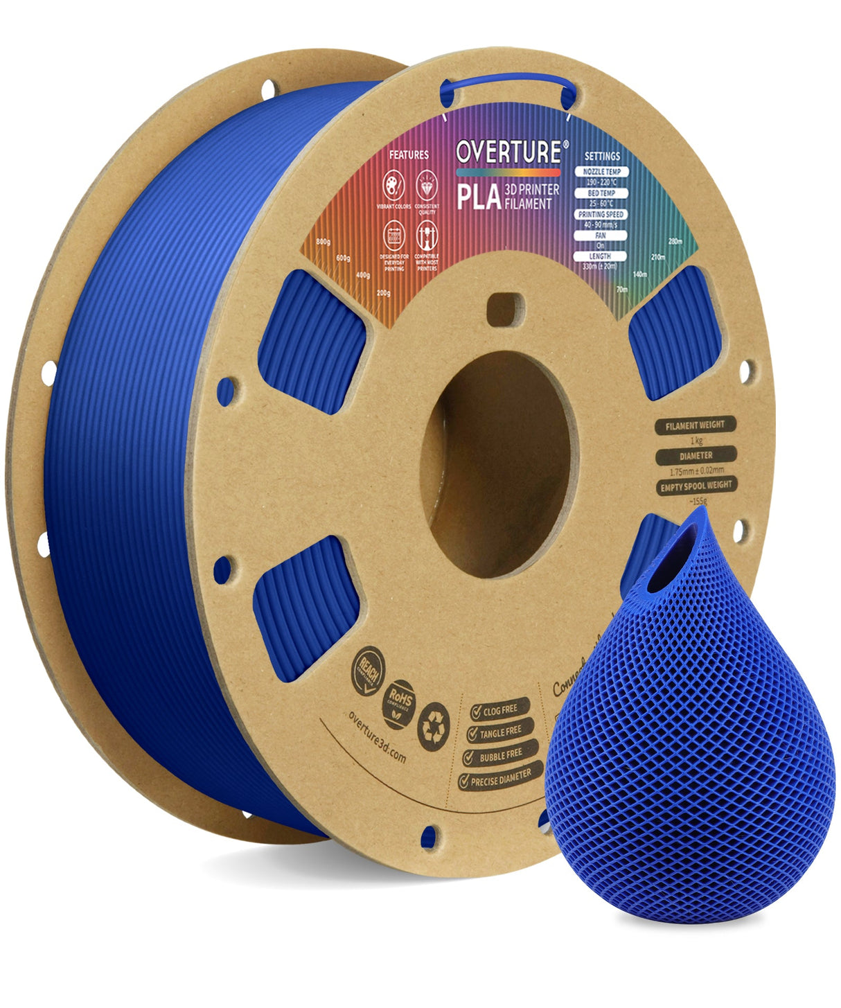 Overture PLA 3D Printer Filament 1.75mm - Overture 3D