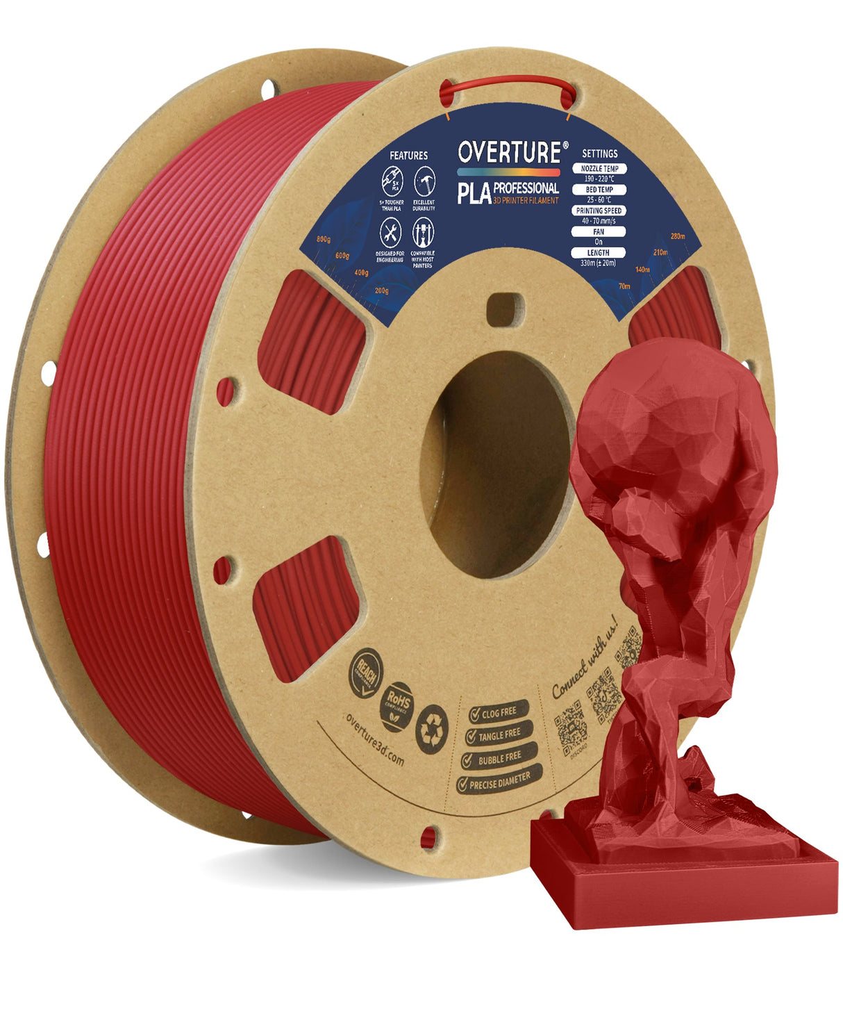 Overture PLA Professional 3D Printer Filament 1.75mm - Overture 3D