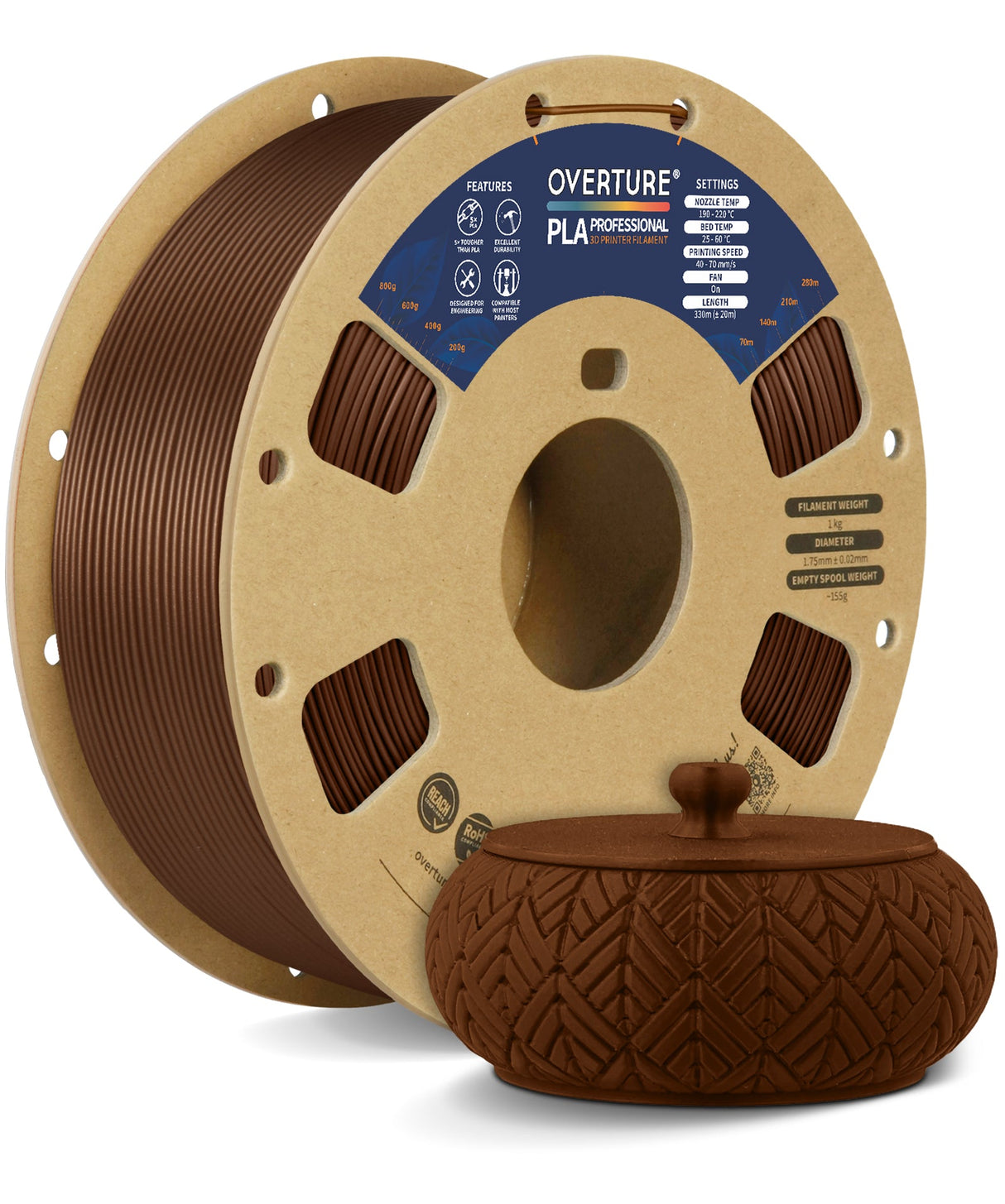 Overture PLA Professional 3D Printer Filament 1.75mm - Overture 3D
