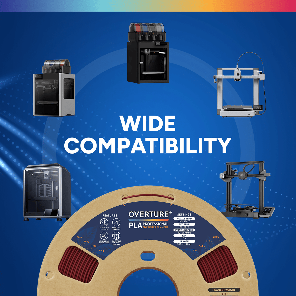 Overture PLA Professional 3D Printer Filament 1.75mm - Overture 3D