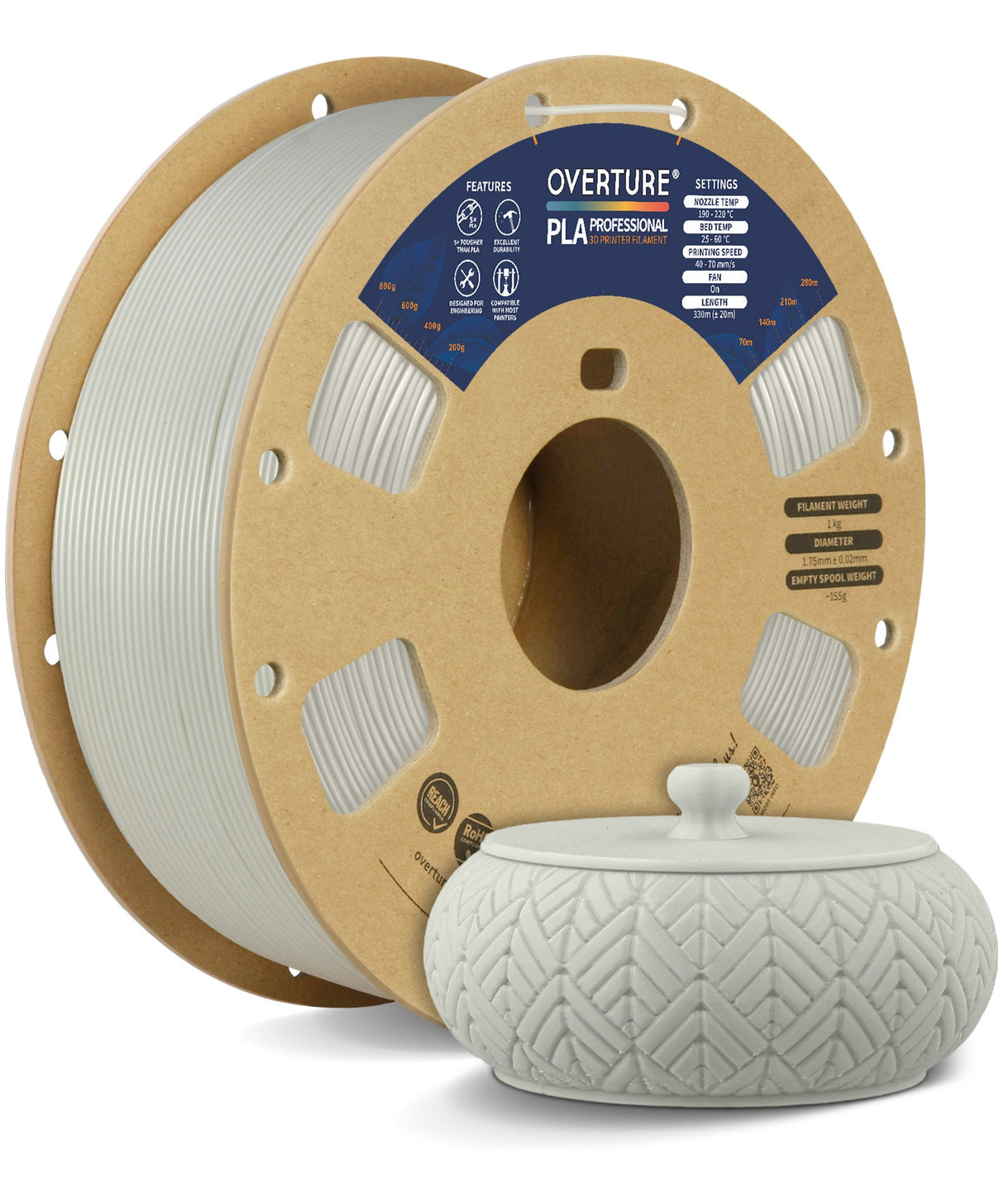 Overture PLA Professional 3D Printer Filament 1.75mm - Overture 3D