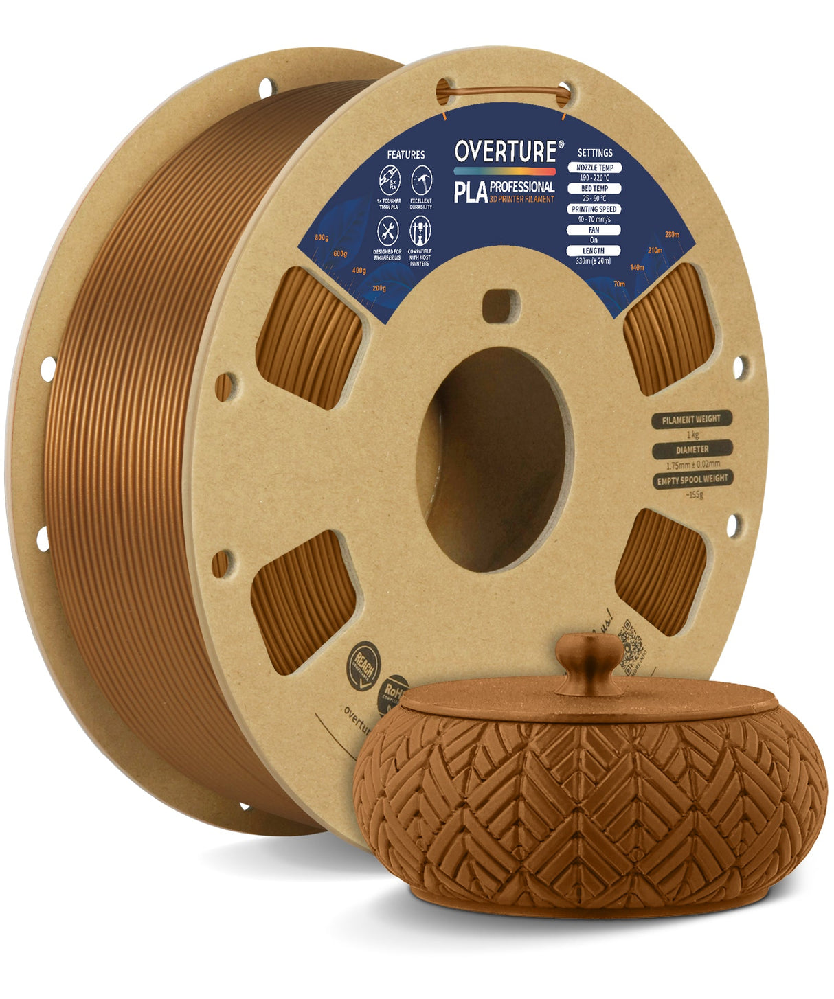 Overture PLA Professional 3D Printer Filament 1.75mm - Overture 3D