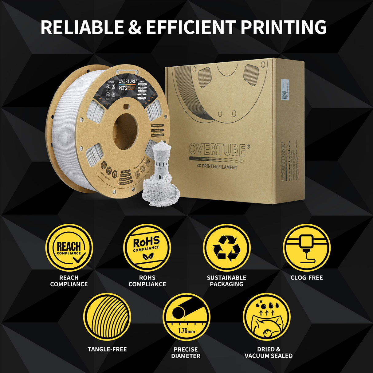 Overture Rock PETG 3D Printer Filament 1.75mm - Overture 3D