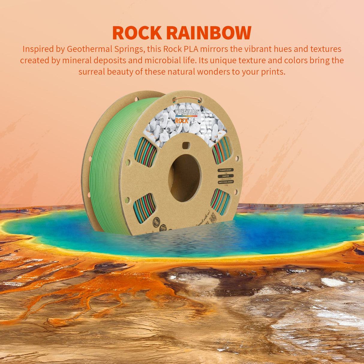 Overture Rock PLA 3D Printer Filament 1.75mm - Overture 3D