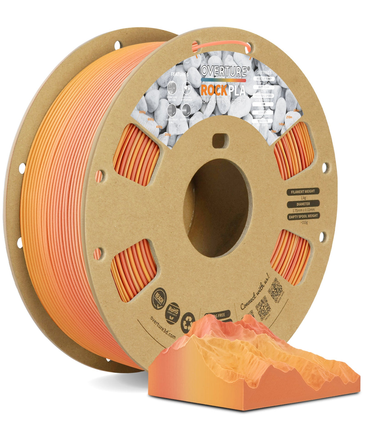 Overture Rock PLA 3D Printer Filament 1.75mm - Overture 3D