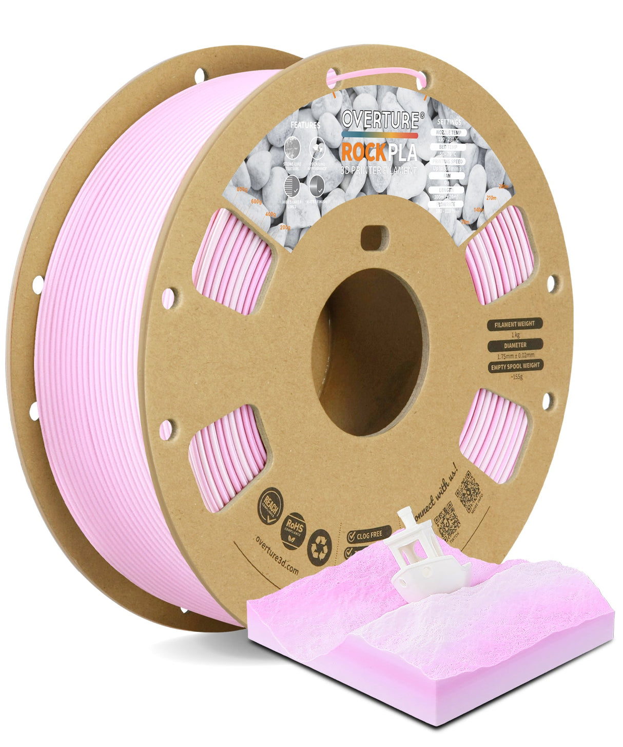 Overture Rock PLA 3D Printer Filament 1.75mm - Overture 3D