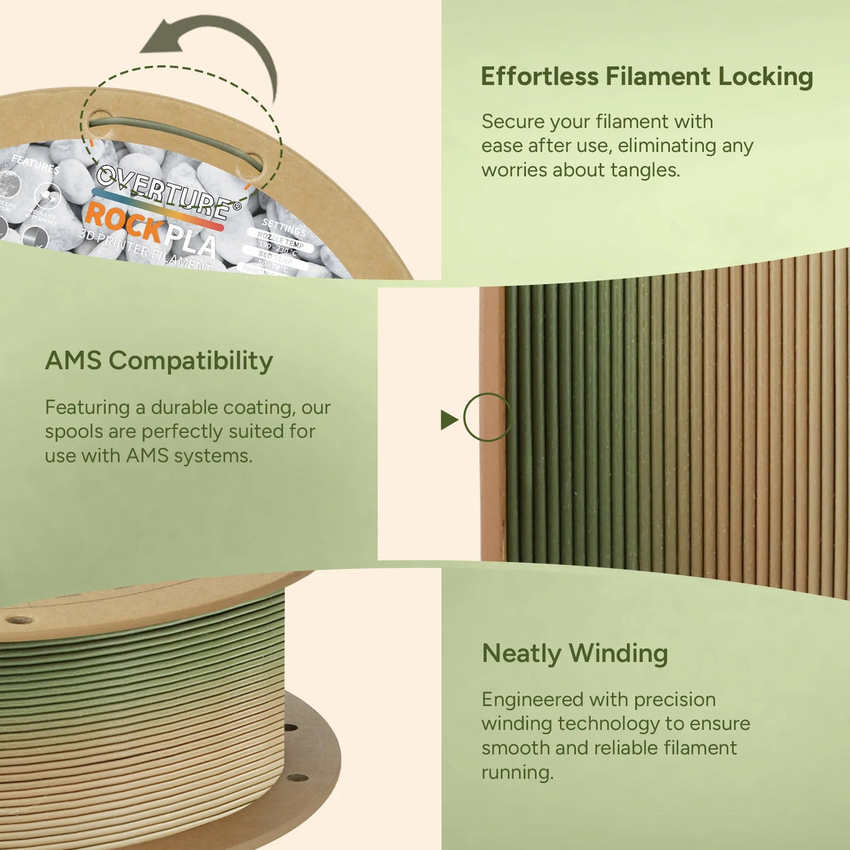 Overture Rock PLA 3D Printer Filament 1.75mm - Overture 3D