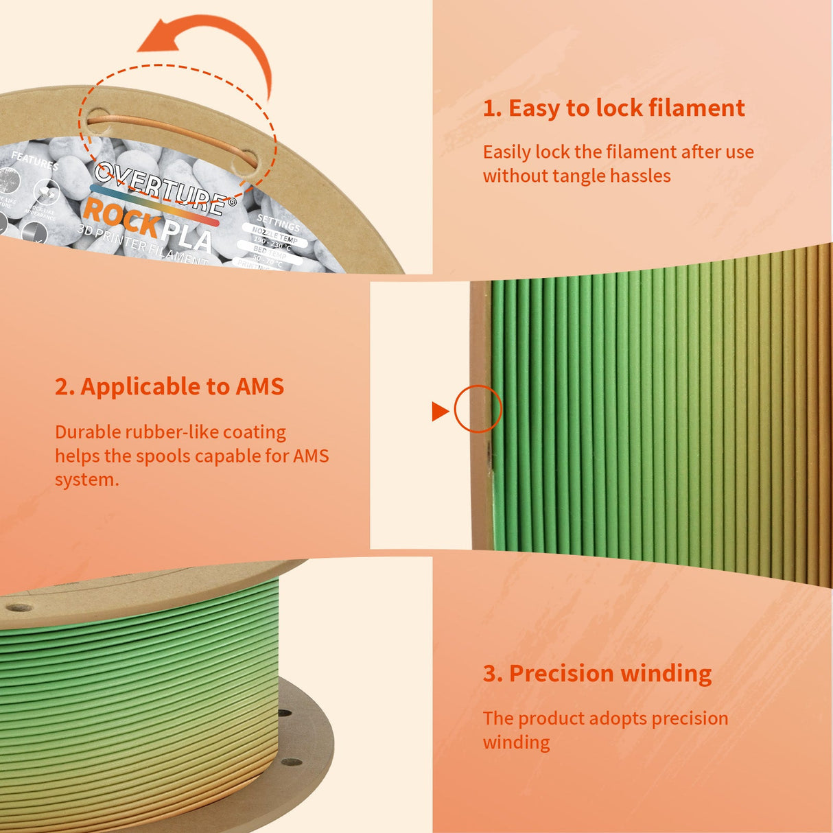 Overture Rock PLA 3D Printer Filament 1.75mm - Overture 3D