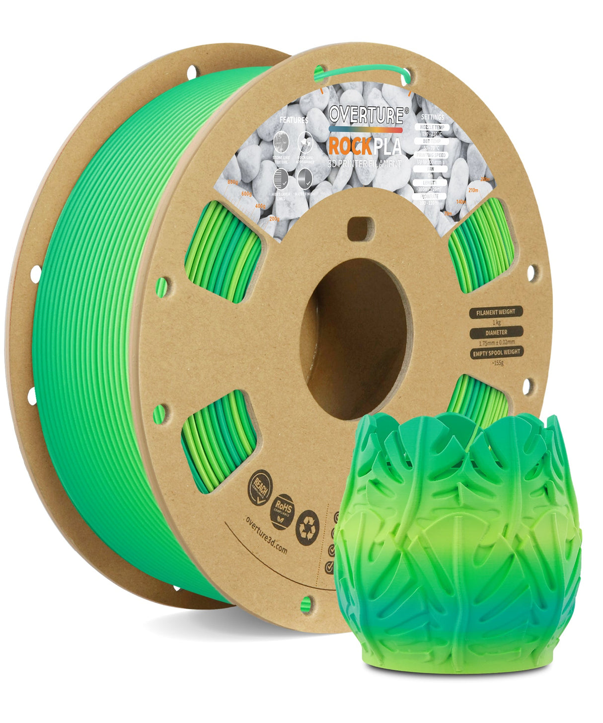 Overture Rock PLA 3D Printer Filament 1.75mm - Overture 3D