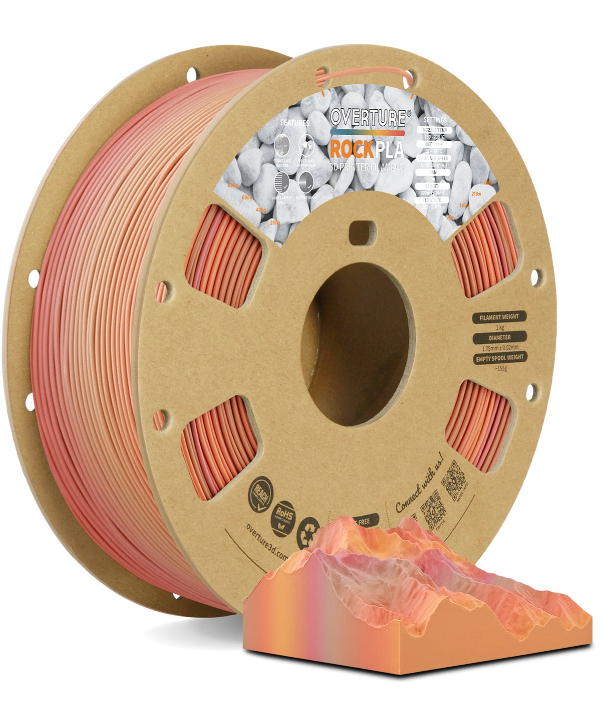 Overture Rock PLA 3D Printer Filament 1.75mm - Overture 3D