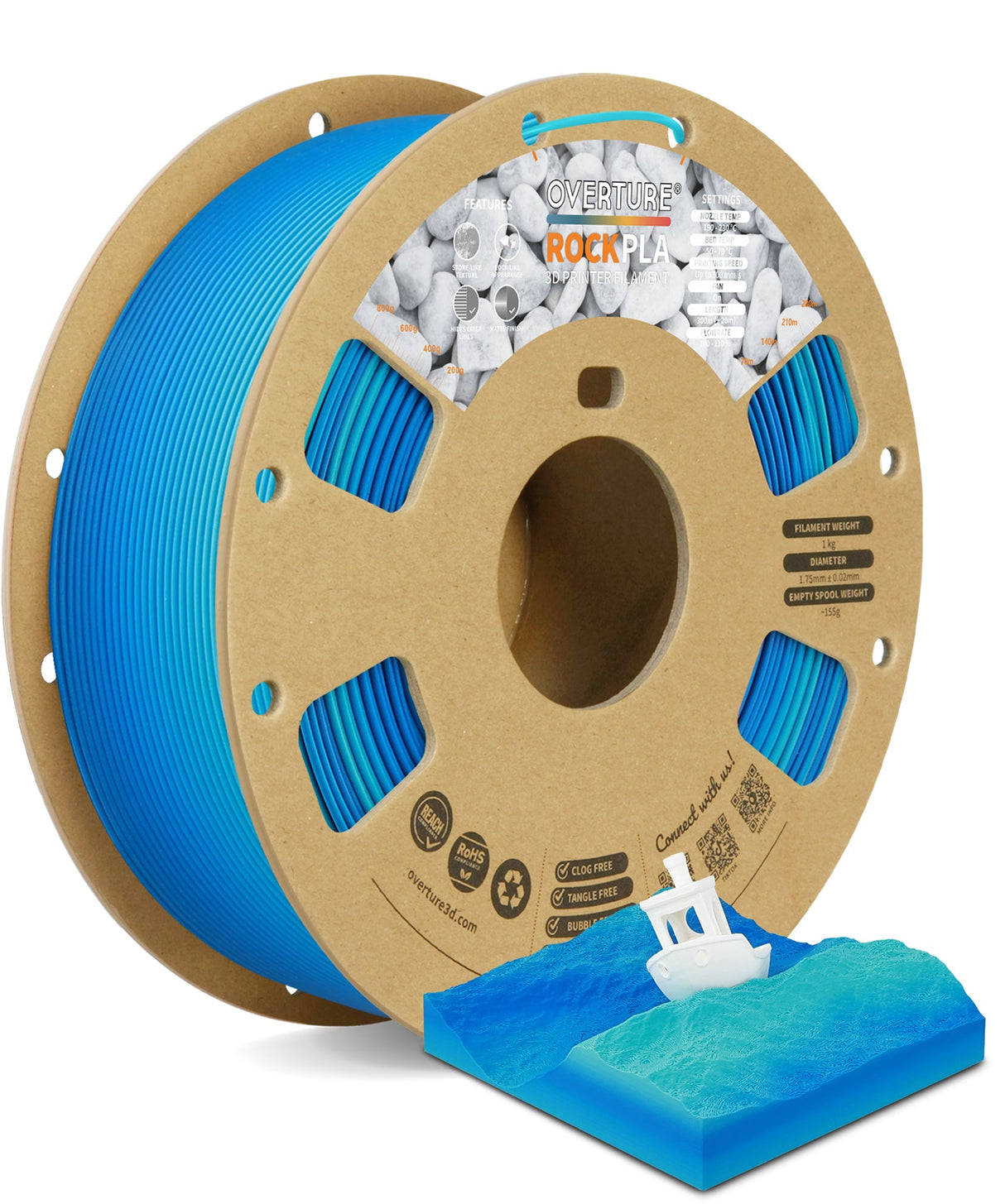 Overture Rock PLA 3D Printer Filament 1.75mm - Overture 3D