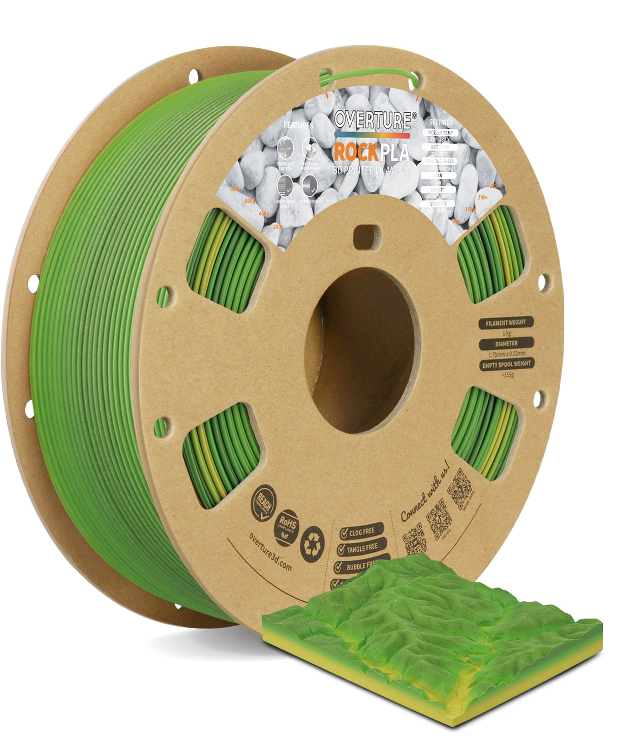 Overture Rock PLA 3D Printer Filament 1.75mm - Overture 3D