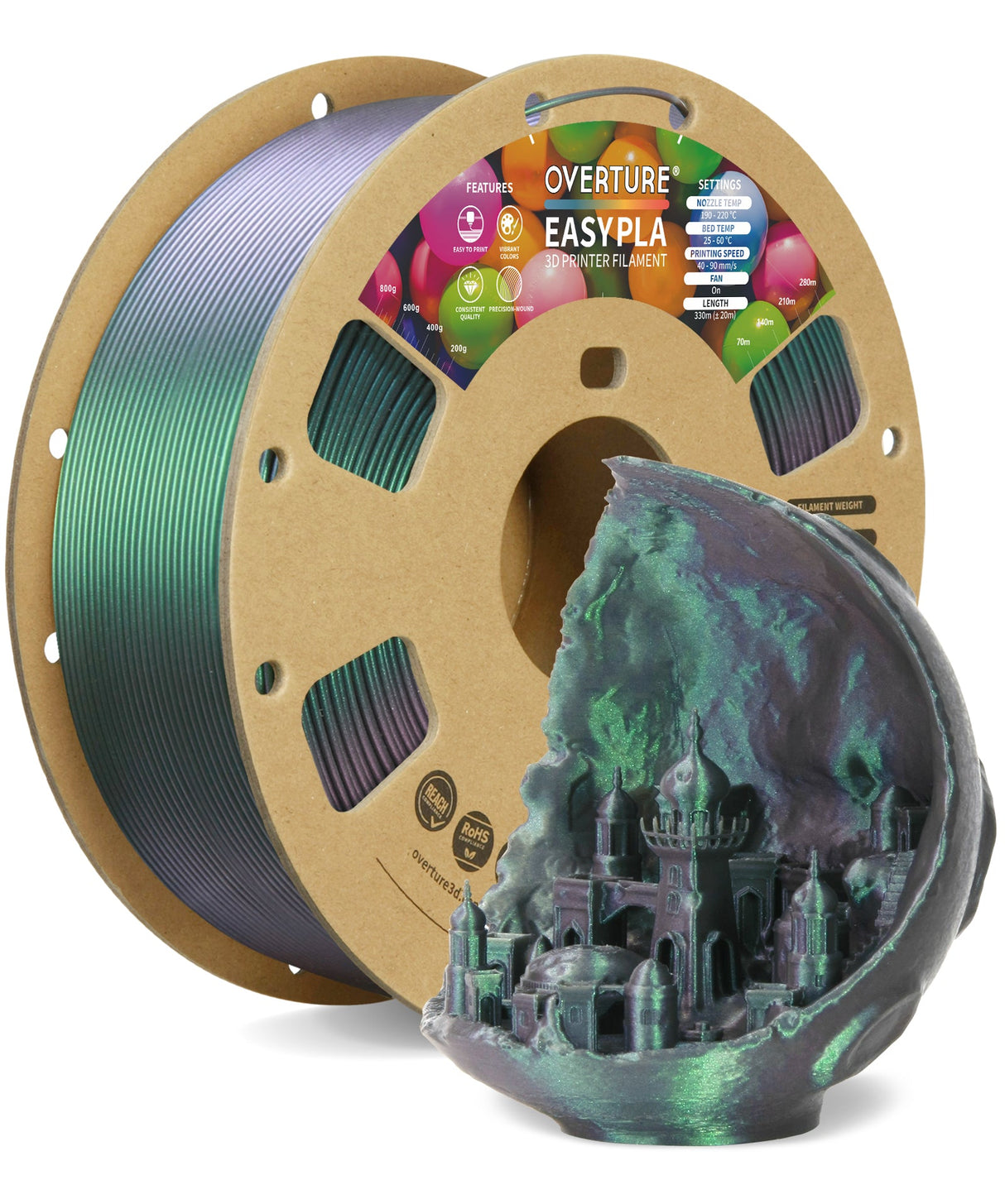Overture Shimmer PLA 3D Printer Filament 1.75mm - Overture 3D