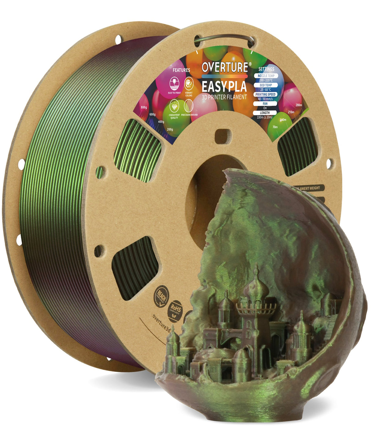 Overture Shimmer PLA 3D Printer Filament 1.75mm - Overture 3D