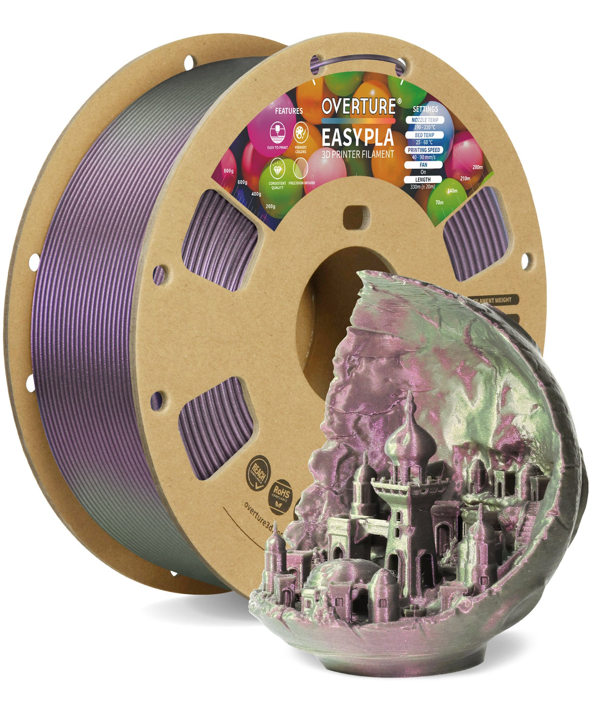 Overture Shimmer PLA 3D Printer Filament 1.75mm - Overture 3D