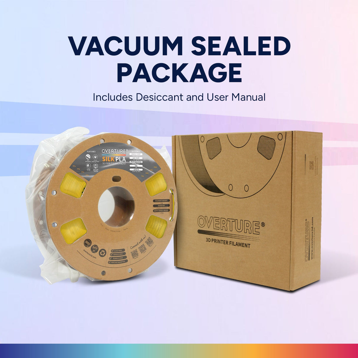 Overture Silk PLA 3D Printer Filament 1.75mm - Overture 3D