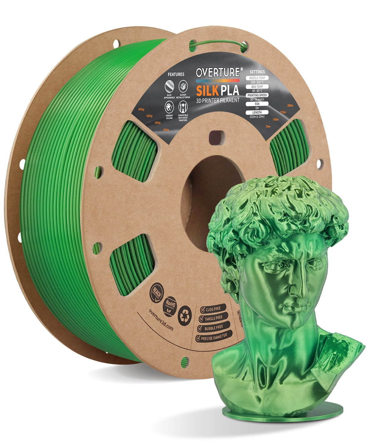 Overture Silk PLA 3D Printer Filament 1.75mm - Overture 3D