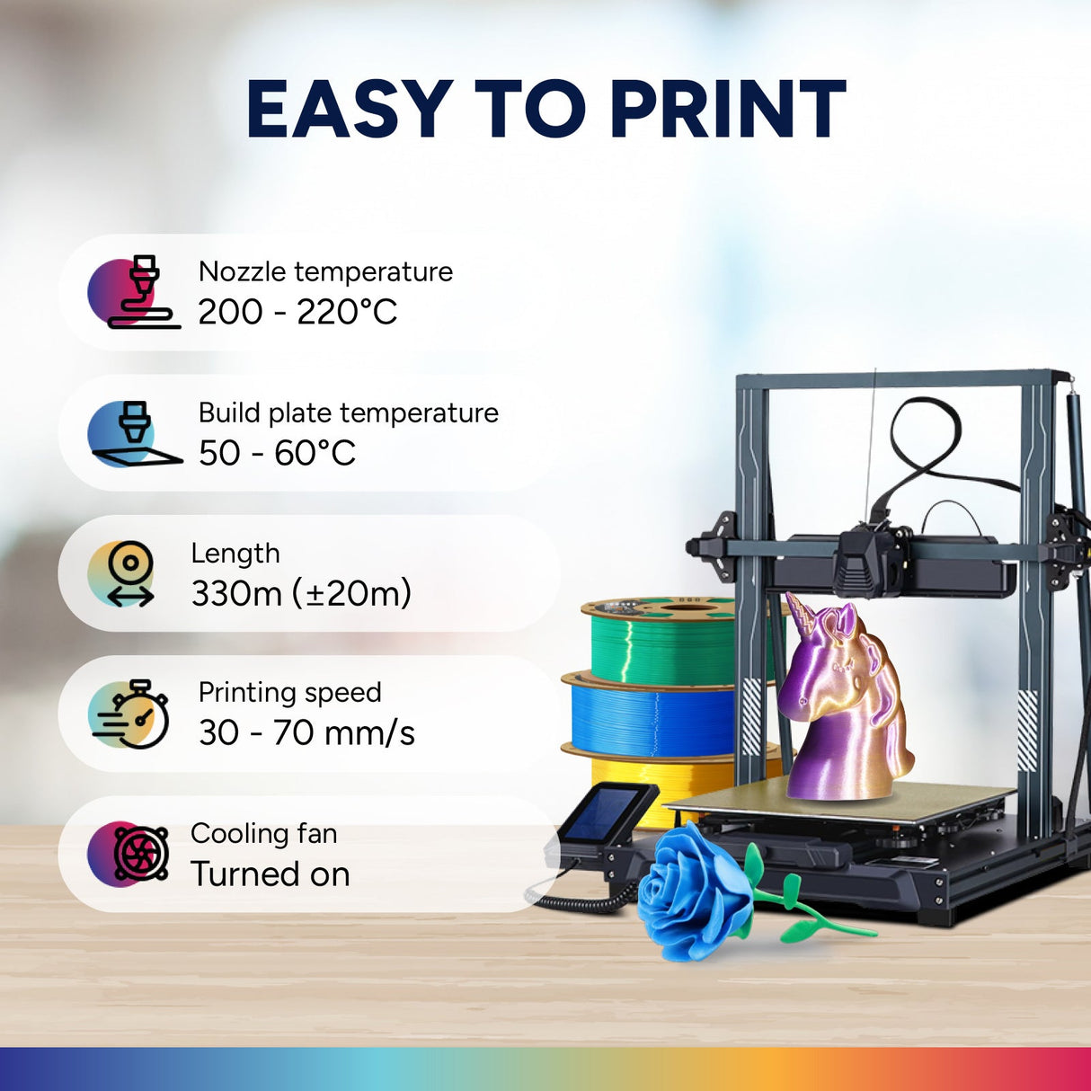 Overture Silk PLA 3D Printer Filament 1.75mm - Overture 3D