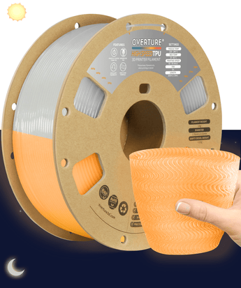 Overture High Speed TPU 3D Printer Filament 1.75mm - Spool & Filament Close-up