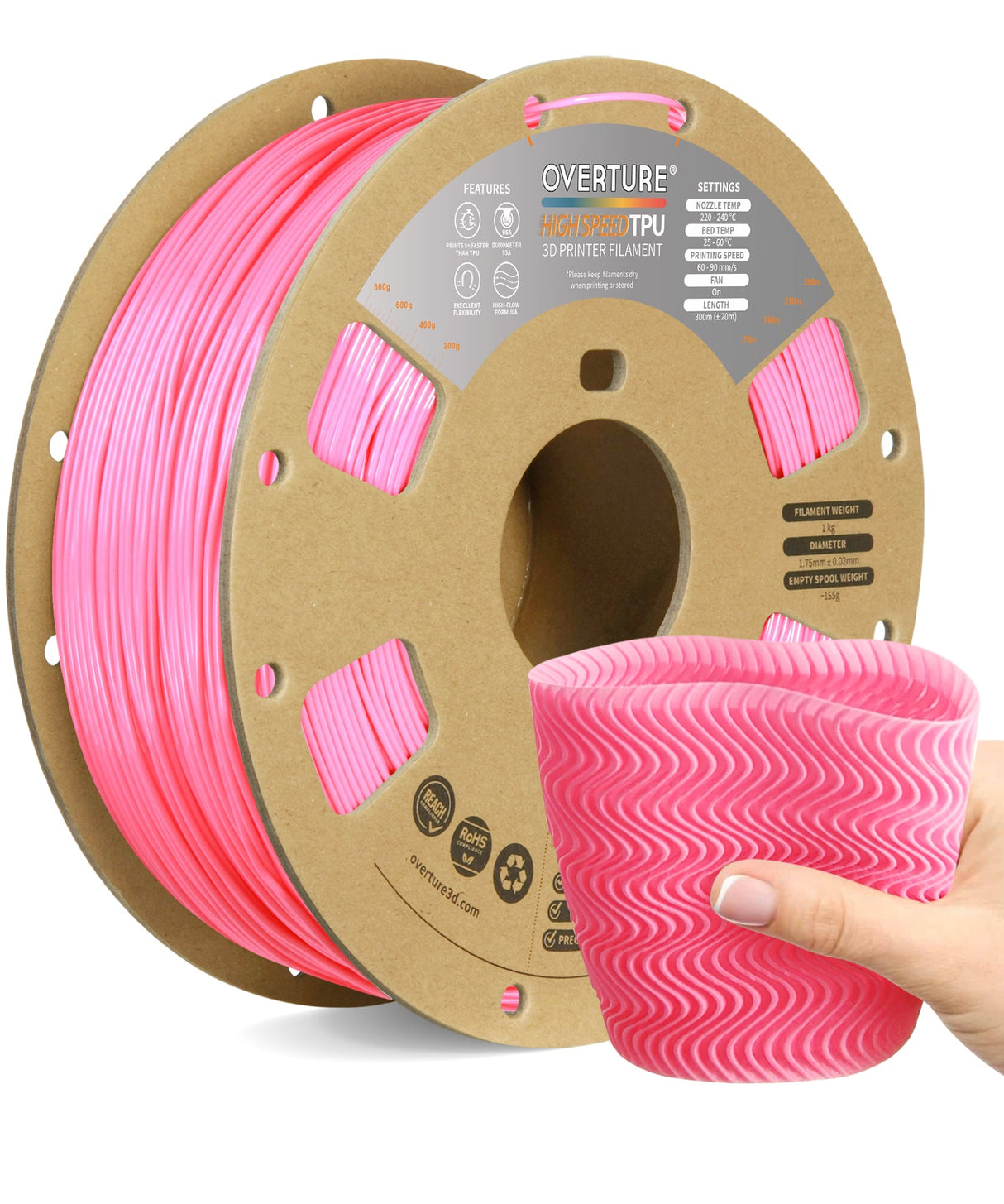 Overture TPU High Speed 3D Printer Filament 1.75mm - Overture 3D