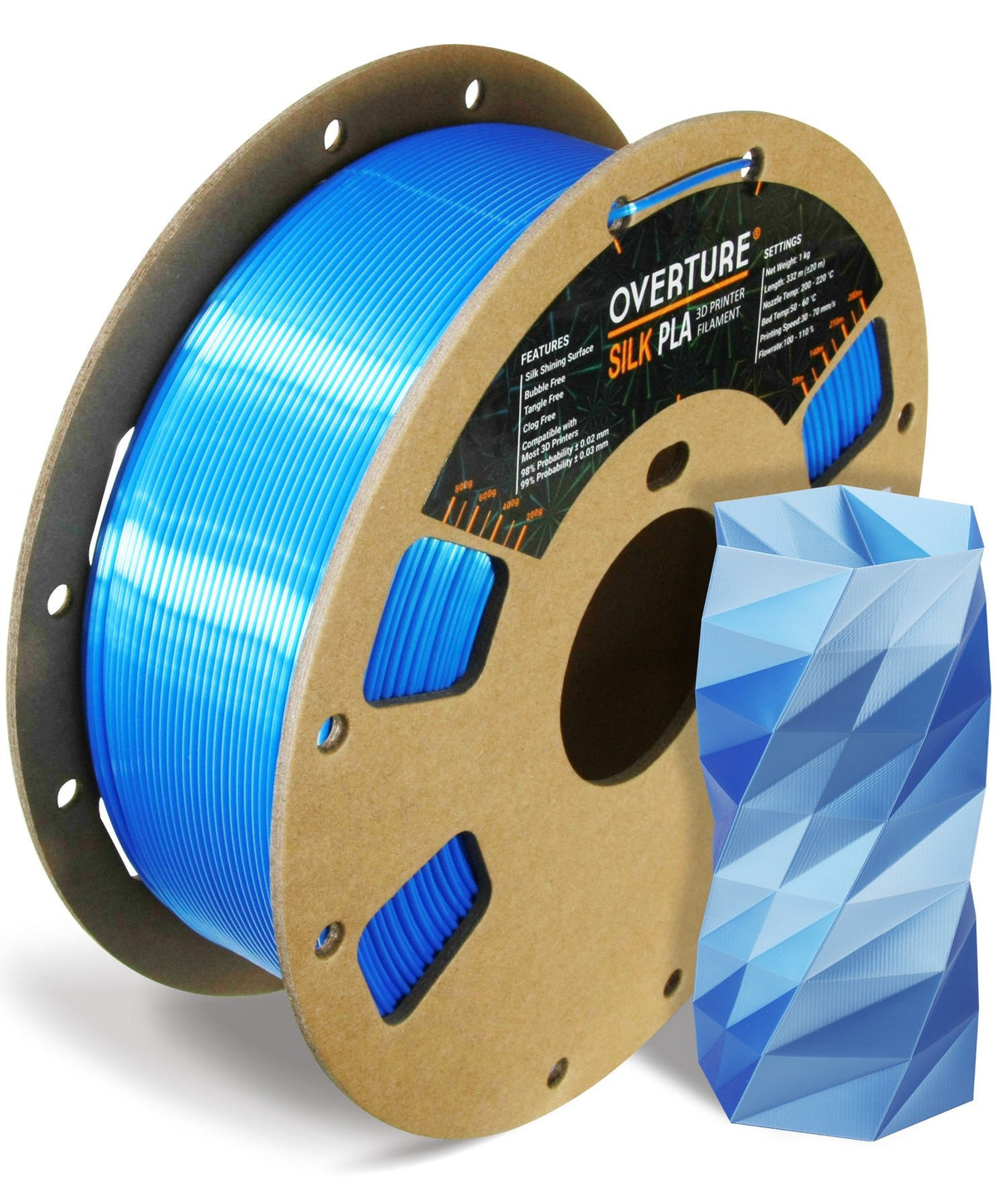 Overture Silk PLA 3D Printer Filament Dual Colors 1.75mm - Overture 3D