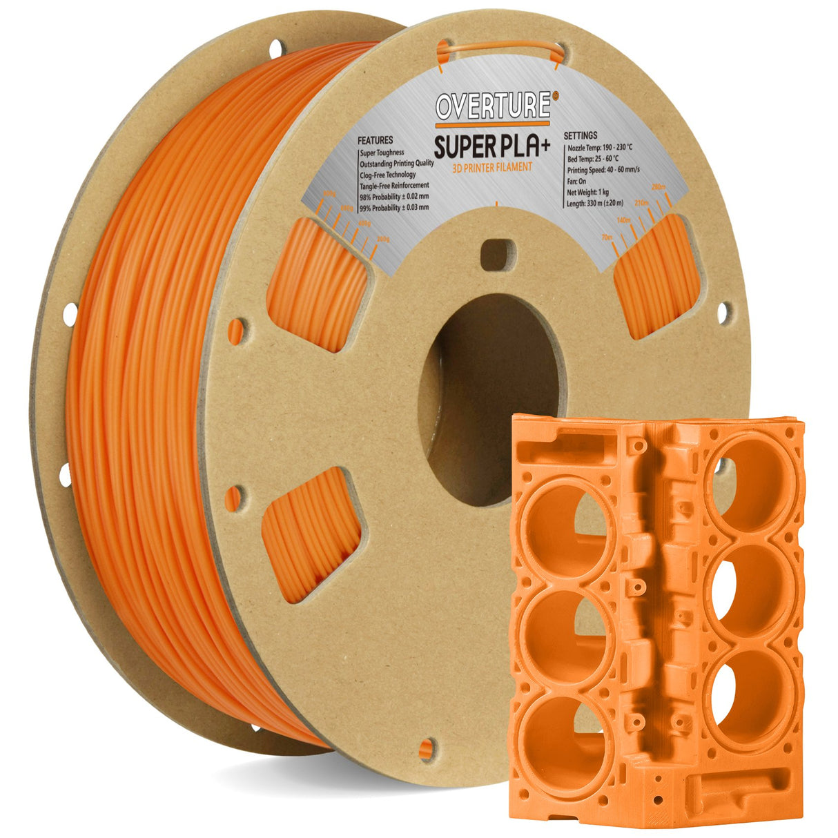 Overture Super PLA+ 3D Printer Filament 1.75mm - Overture 3D