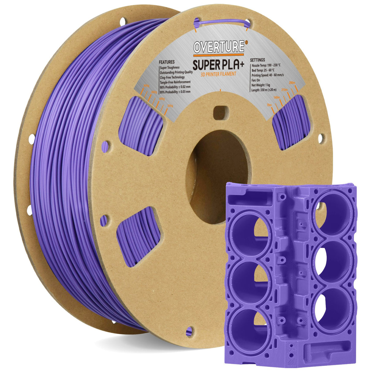 Overture Super PLA+ 3D Printer Filament 1.75mm - Overture 3D