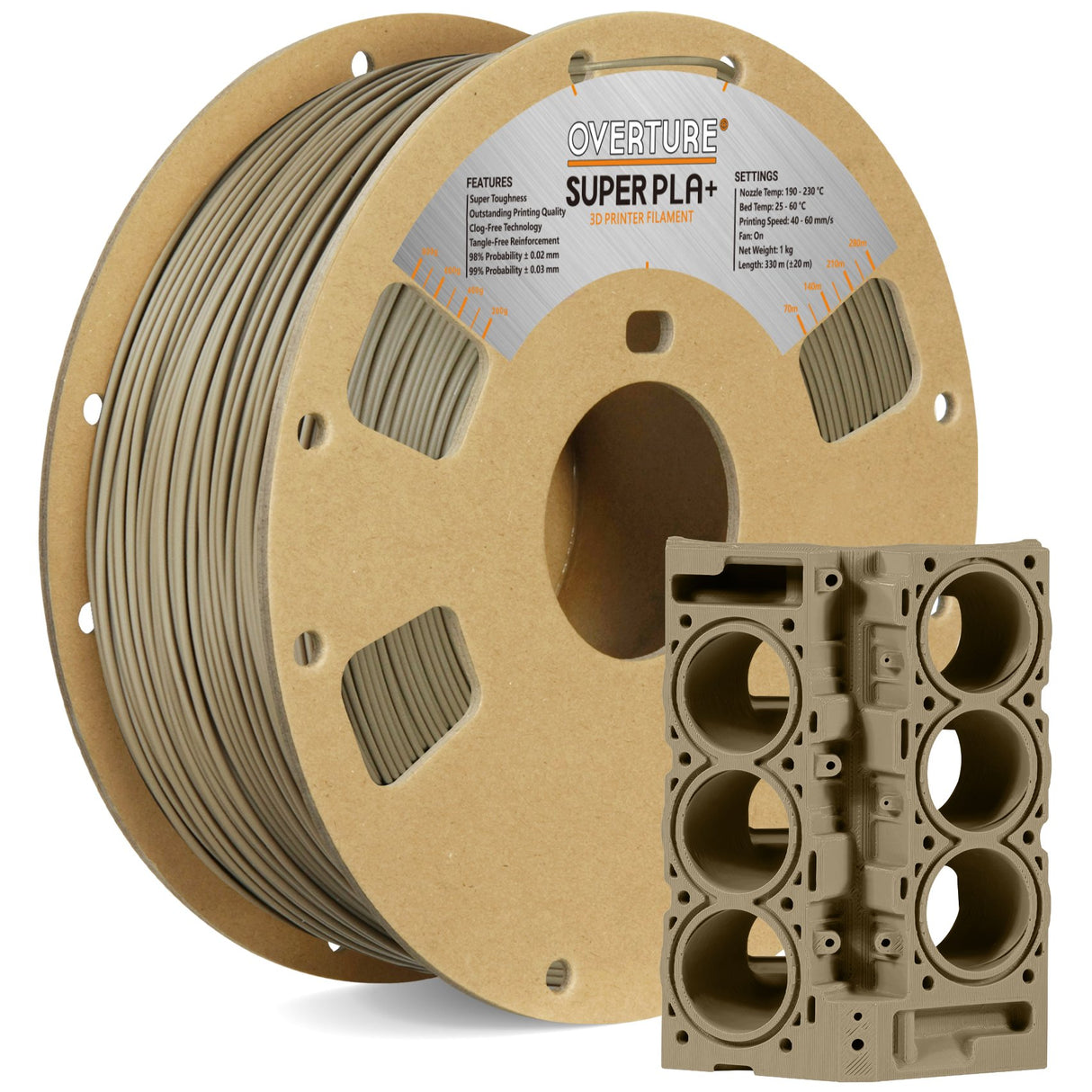 Overture Super PLA+ 3D Printer Filament 1.75mm - Overture 3D