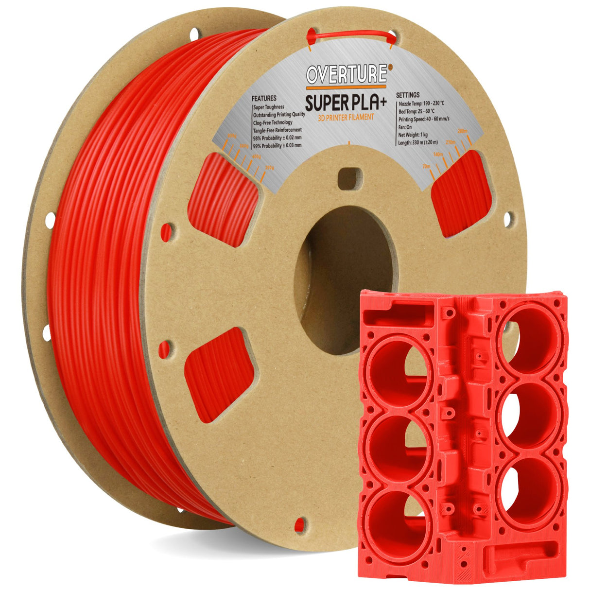 Overture Super PLA+ 3D Printer Filament 1.75mm - Overture 3D