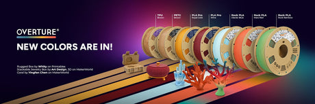 Overture3D Unveils New Colors for Rock PLA, PLA Professional, PETG and TPU Filaments - Overture 3D