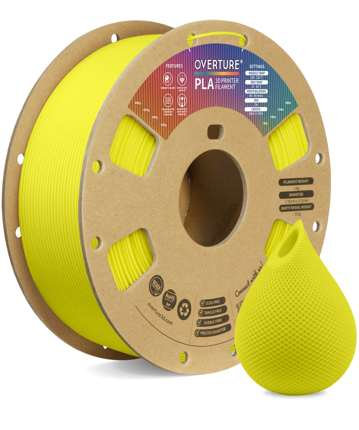 Overture PLA 3D Printer Filament 1.75mm